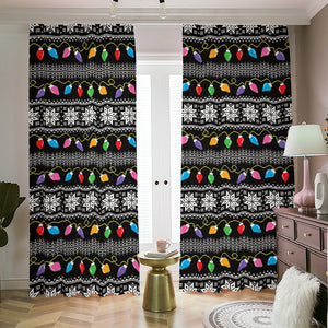 Christmas Tree Lights Print Blackout Pencil Pleat Curtains