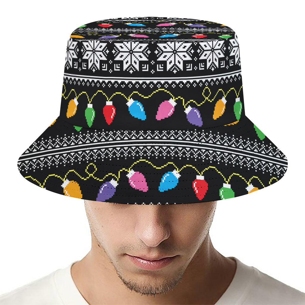 Christmas Tree Lights Print Bucket Hat
