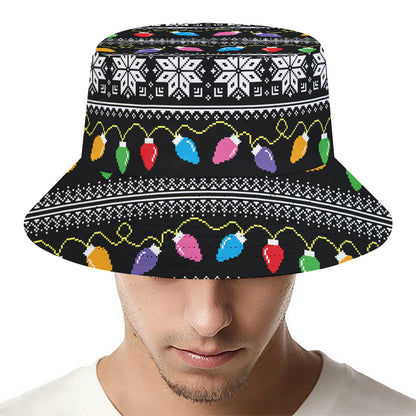 Christmas Tree Lights Print Bucket Hat