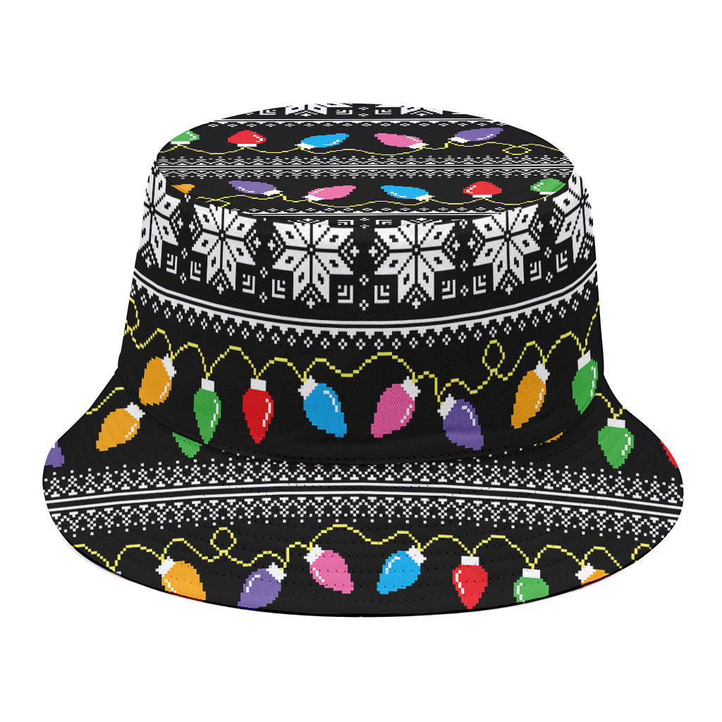 Christmas Tree Lights Print Bucket Hat