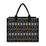 Christmas Tree Lights Print Canvas Tote Bag