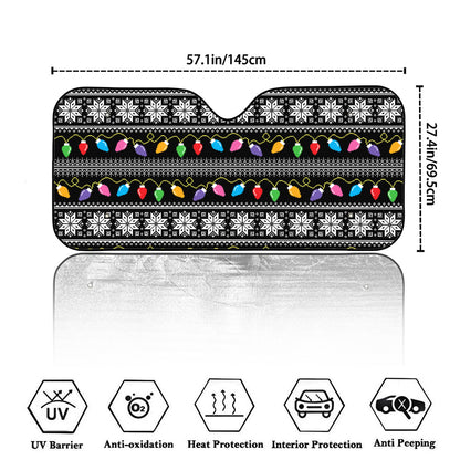 Christmas Tree Lights Print Car Windshield Sun Shade