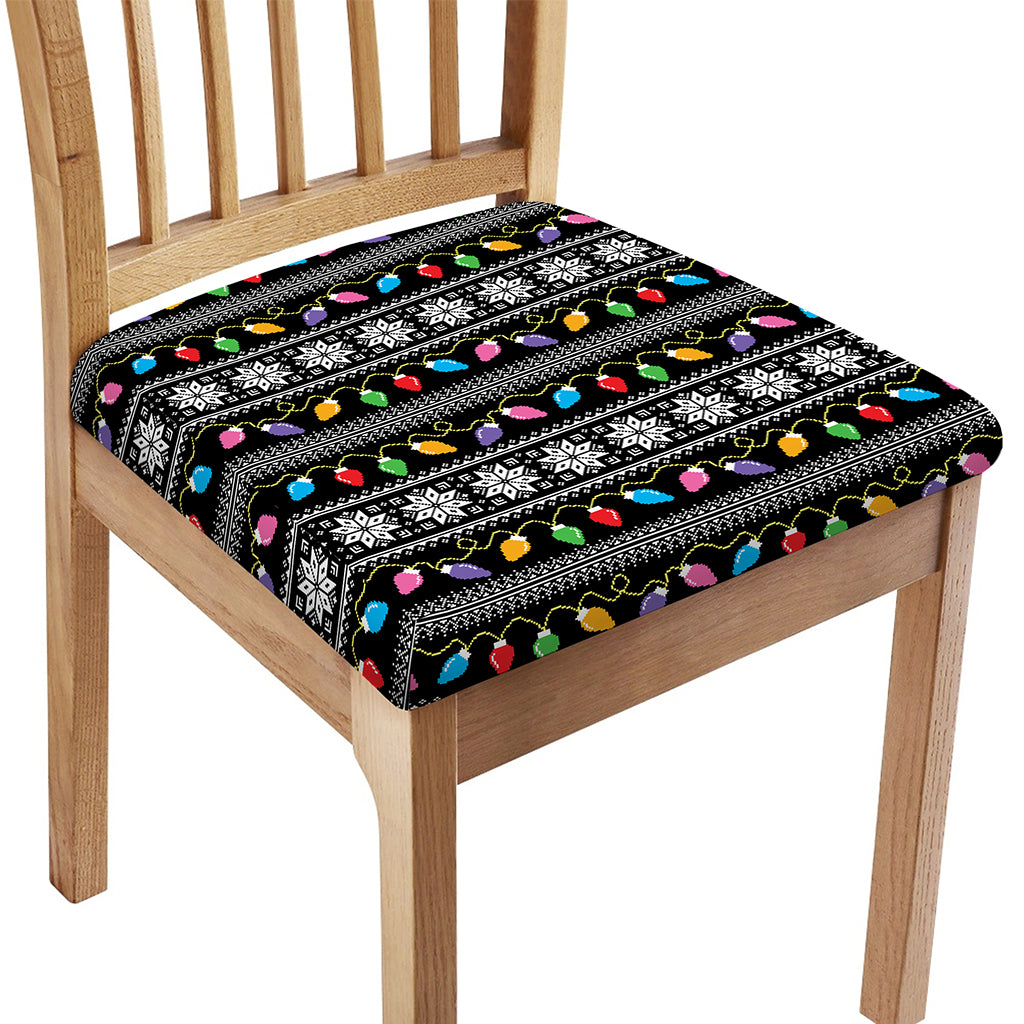 Christmas Tree Lights Print Chair Cushion Cover