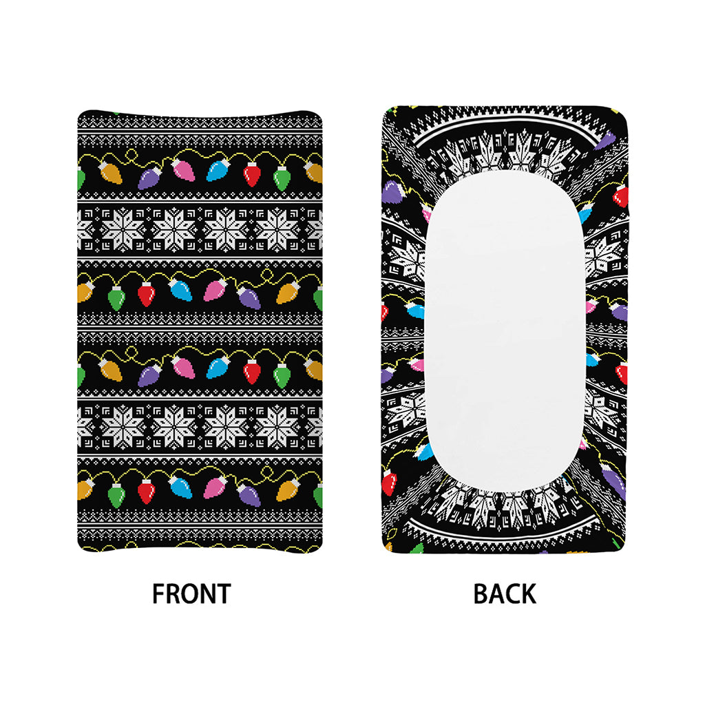Christmas Tree Lights Print Changing Pad Cover