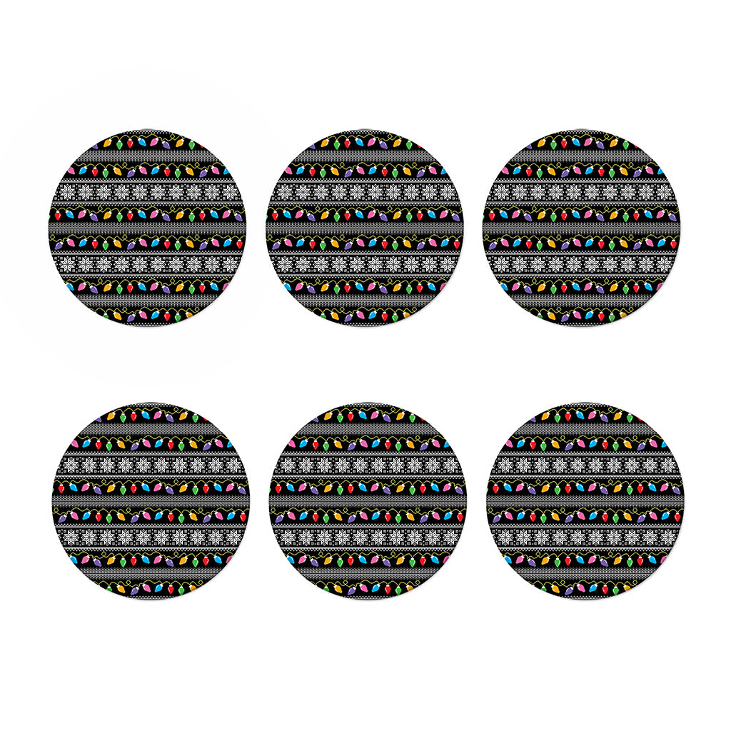 Christmas Tree Lights Print Coaster Set