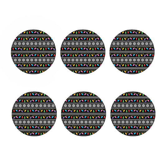 Christmas Tree Lights Print Coaster Set