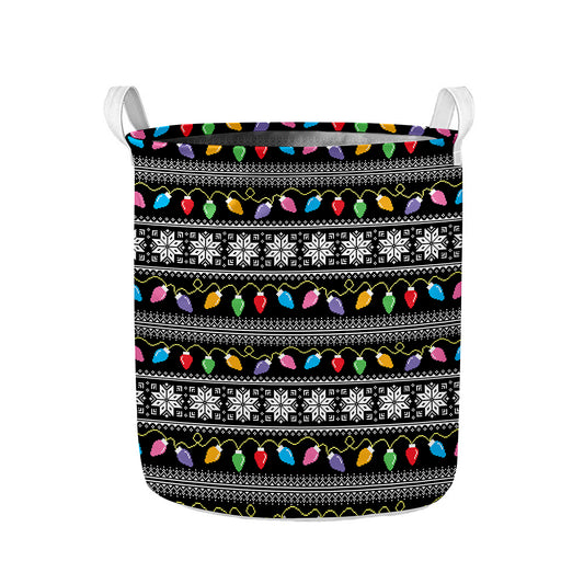 Christmas Tree Lights Print Collapsible Laundry Basket