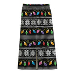 Christmas Tree Lights Print Cotton Front Slit Maxi Skirt