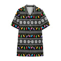 Christmas Tree Lights Print Cotton Hawaiian Shirt