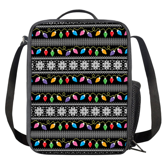 Christmas Tree Lights Print Crossbody Lunch Bag