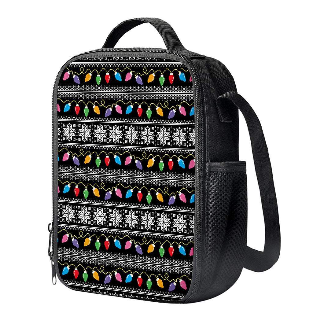 Christmas Tree Lights Print Crossbody Lunch Bag