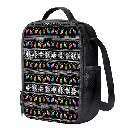 Christmas Tree Lights Print Crossbody Lunch Bag