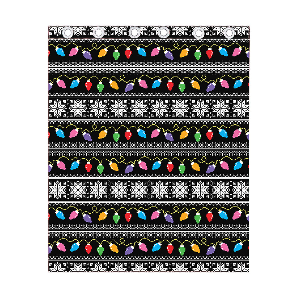 Christmas Tree Lights Print Curtain