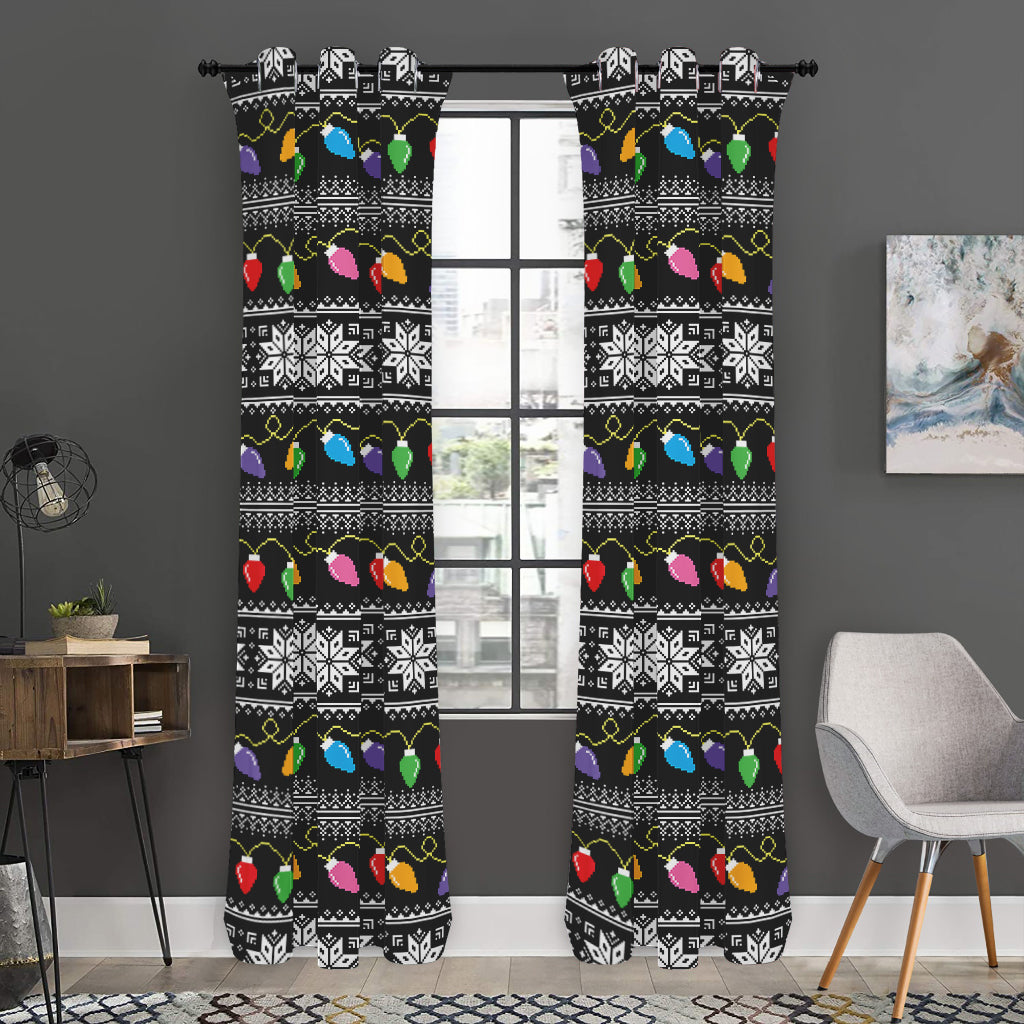Christmas Tree Lights Print Curtain