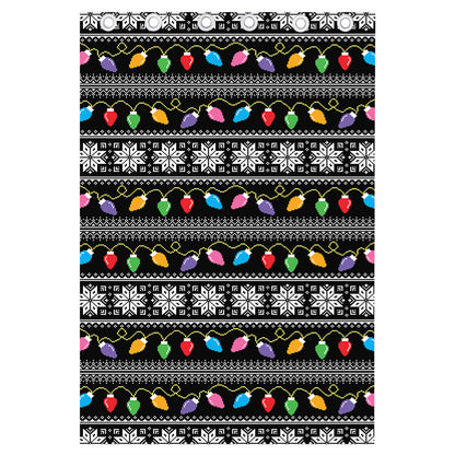 Christmas Tree Lights Print Curtain