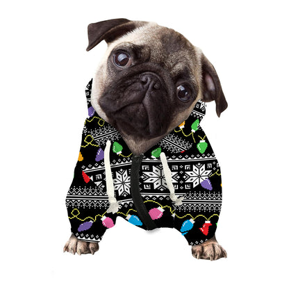 Christmas Tree Lights Print Dog Zip Up Hoodie