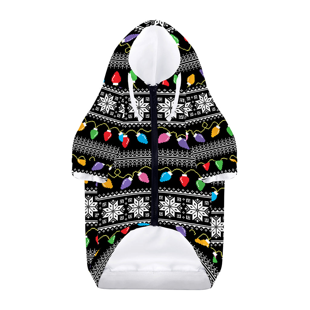 Christmas Tree Lights Print Dog Zip Up Hoodie
