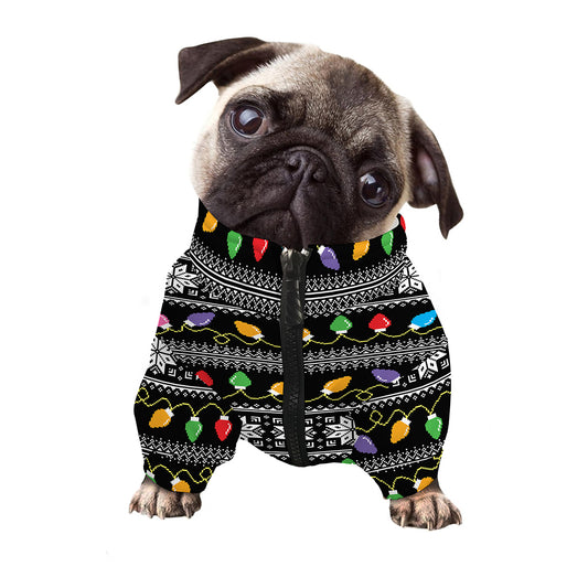 Christmas Tree Lights Print Dog Zip Up Jacket