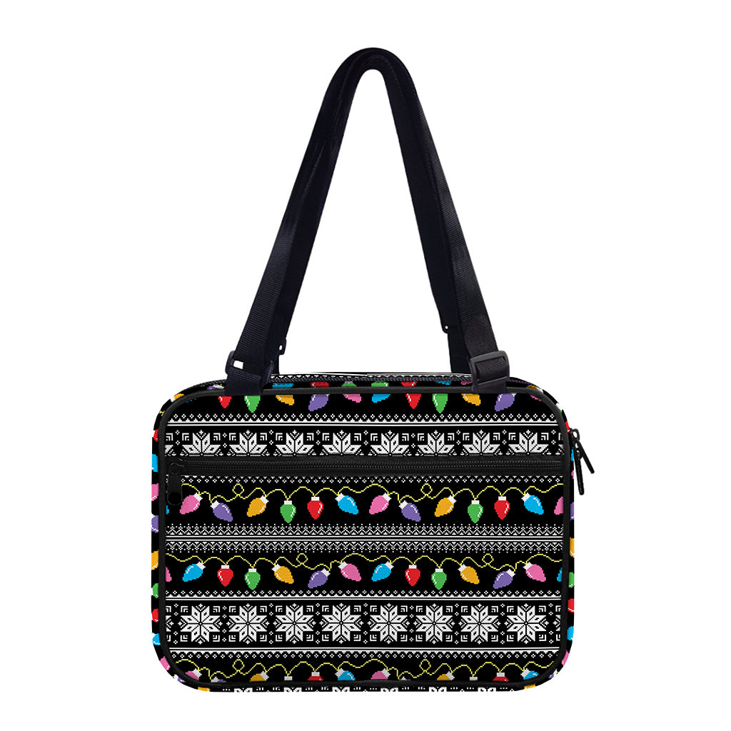 Christmas Tree Lights Print Double Strap Bible Bag