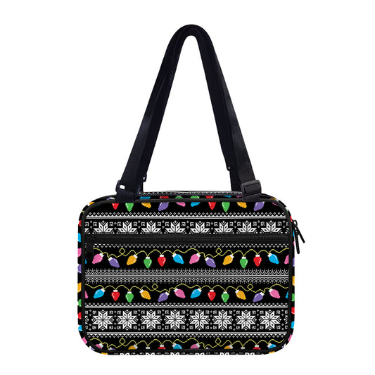 Christmas Tree Lights Print Double Strap Bible Bag
