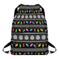 Christmas Tree Lights Print Drawstring Backpack