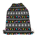 Christmas Tree Lights Print Drawstring Bag