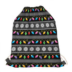 Christmas Tree Lights Print Drawstring Bag