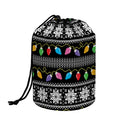 Christmas Tree Lights Print Drawstring Makeup Bag