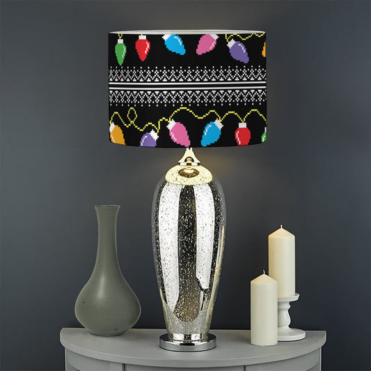 Christmas Tree Lights Print Drum Lamp Shade