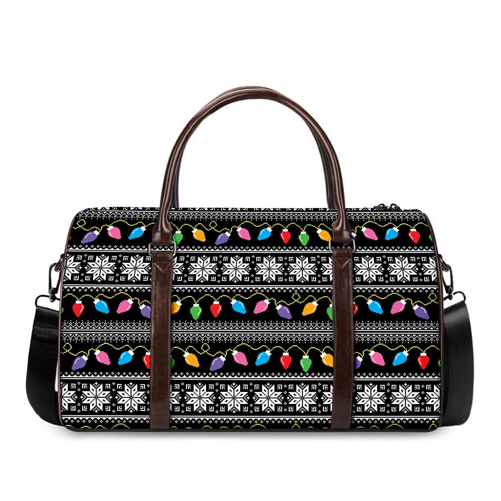 Christmas Tree Lights Print Duffle Bag