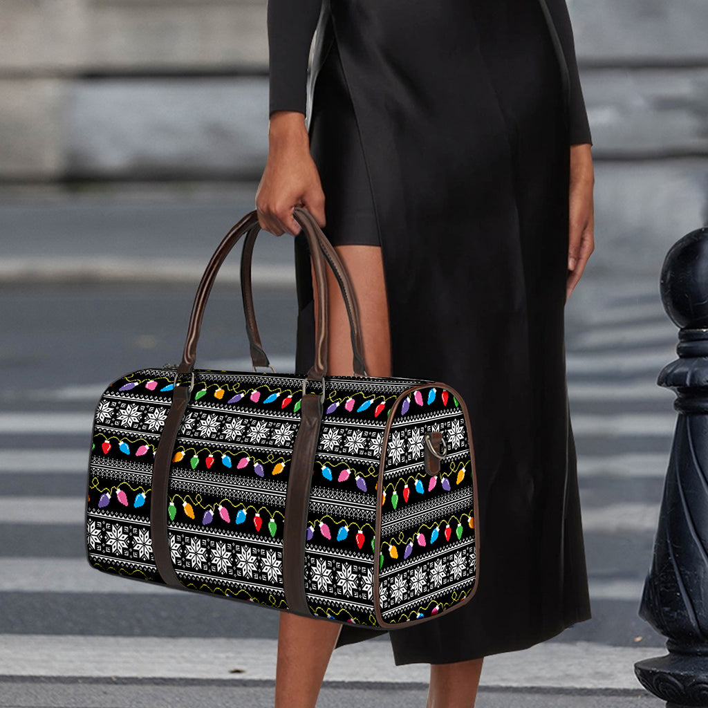 Christmas Tree Lights Print Duffle Bag