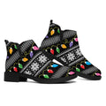 Christmas Tree Lights Print Flat Ankle Boots