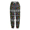Christmas Tree Lights Print Fleece Lined Knit Pants