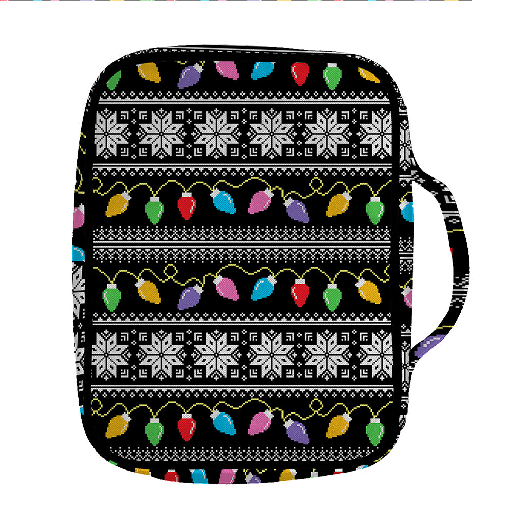 Christmas Tree Lights Print Front Pocket Bible Bag