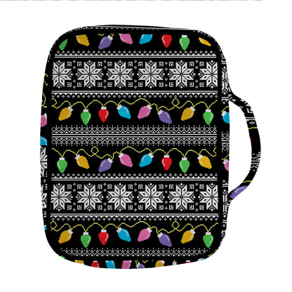Christmas Tree Lights Print Front Pocket Bible Bag