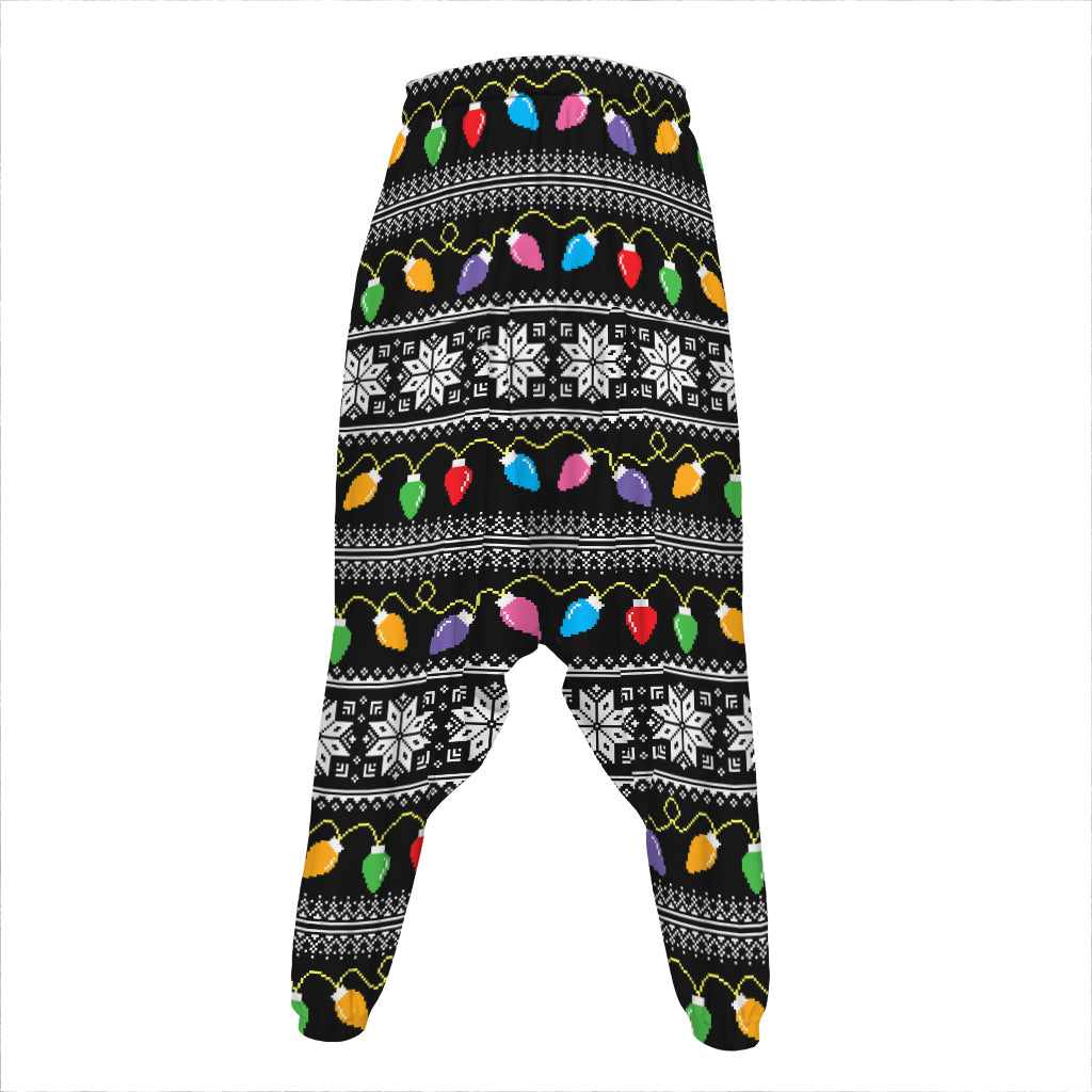 Christmas Tree Lights Print Hammer Pants