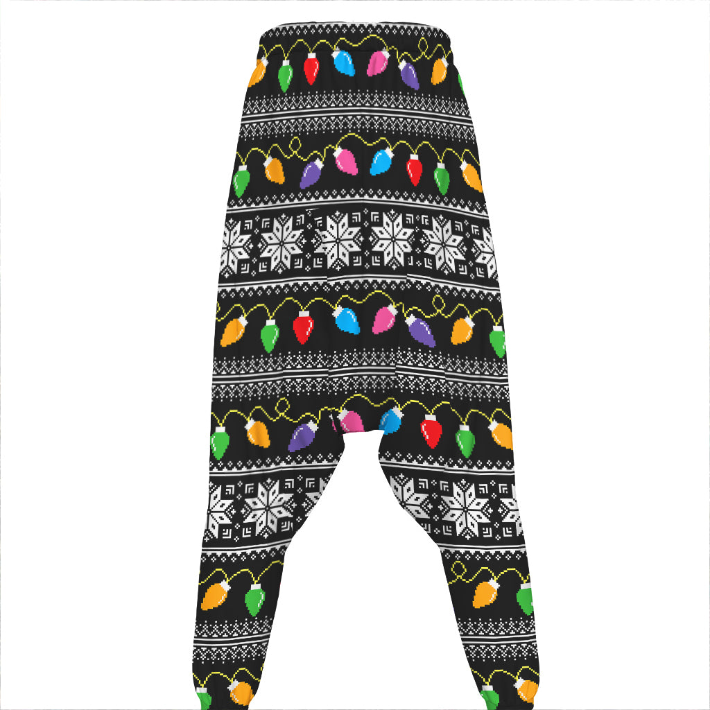Christmas Tree Lights Print Hammer Pants