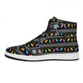 Christmas Tree Lights Print High Top Leather Sneakers