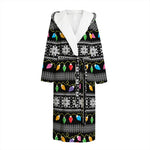 Christmas Tree Lights Print Hooded Bathrobe
