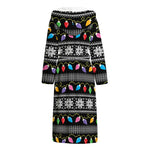 Christmas Tree Lights Print Hooded Bathrobe