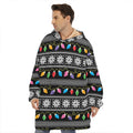 Christmas Tree Lights Print Hoodie Blanket