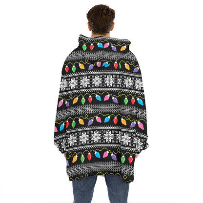 Christmas Tree Lights Print Hoodie Blanket