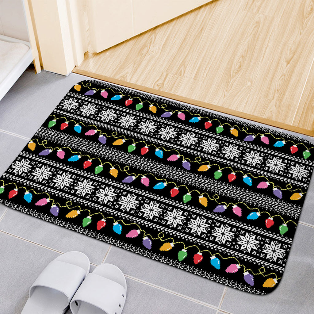 Christmas Tree Lights Print Indoor Door Mat