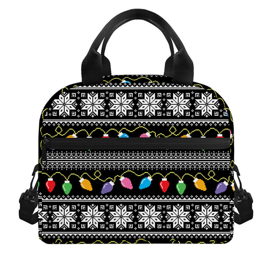 Christmas Tree Lights Print Insulated Lunch Bag