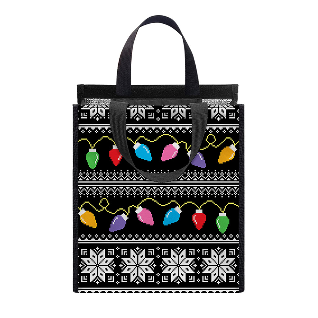 Christmas Tree Lights Print Insulated Lunch Tote