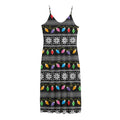Christmas Tree Lights Print Jersey Midi Cami Dress