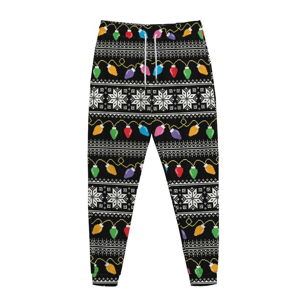Christmas Tree Lights Print Jogger Pants