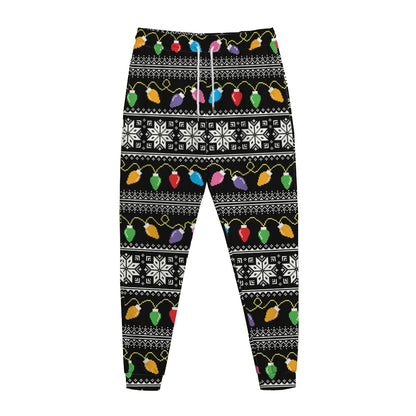Christmas Tree Lights Print Jogger Pants