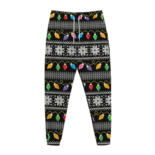 Christmas Tree Lights Print Jogger Pants