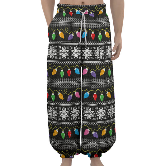 Christmas Tree Lights Print Lantern Pants